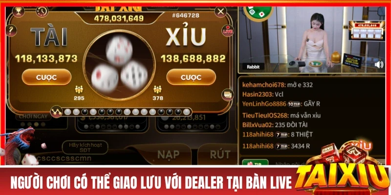 Tài Xỉu Online Tải App Tài Xỉu Chơi Game Tài Xỉu Uy Tín Hàng Đầu Người chơi có thể giao lưu với Dealer tại bàn live